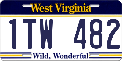 WV license plate 1TW482