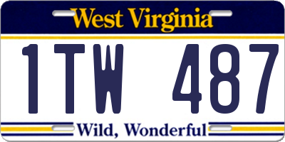WV license plate 1TW487