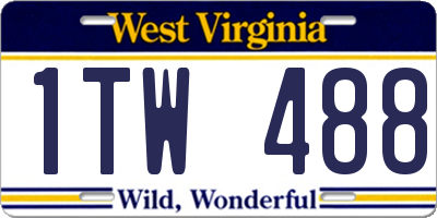 WV license plate 1TW488