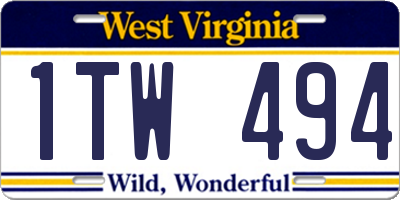 WV license plate 1TW494