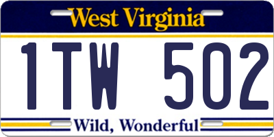 WV license plate 1TW502
