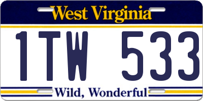 WV license plate 1TW533