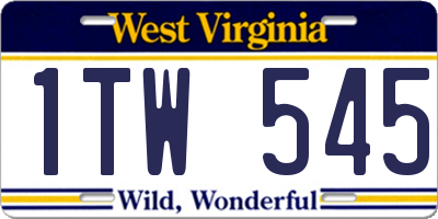 WV license plate 1TW545