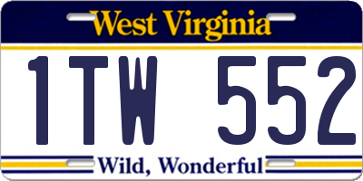 WV license plate 1TW552