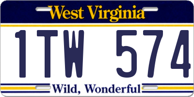 WV license plate 1TW574
