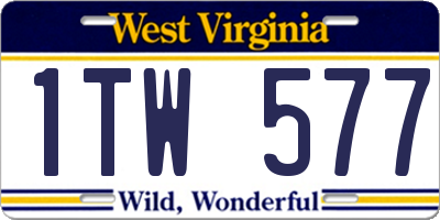 WV license plate 1TW577
