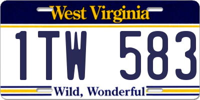 WV license plate 1TW583