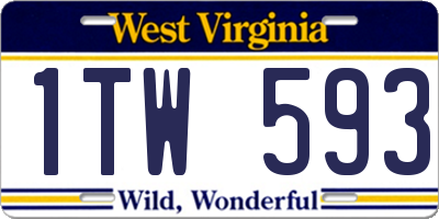 WV license plate 1TW593