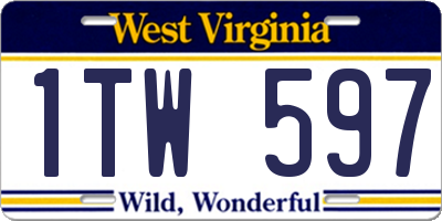 WV license plate 1TW597