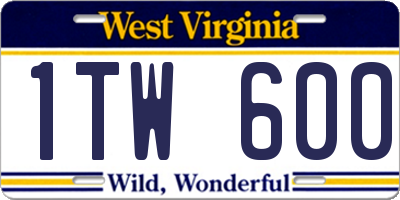 WV license plate 1TW600