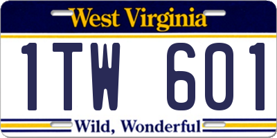 WV license plate 1TW601
