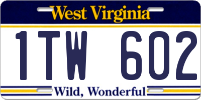 WV license plate 1TW602