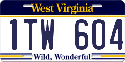 WV license plate 1TW604