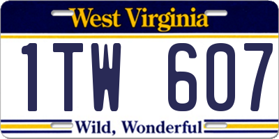 WV license plate 1TW607