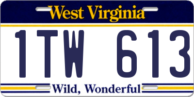 WV license plate 1TW613