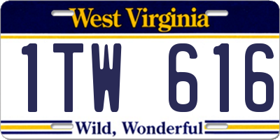 WV license plate 1TW616