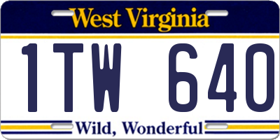 WV license plate 1TW640