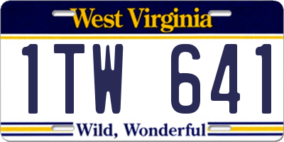 WV license plate 1TW641