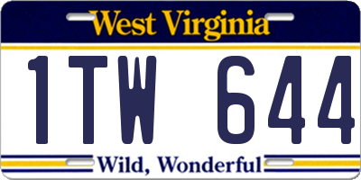 WV license plate 1TW644