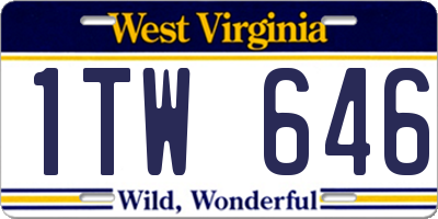 WV license plate 1TW646