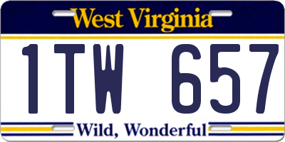 WV license plate 1TW657