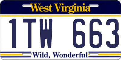 WV license plate 1TW663