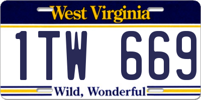 WV license plate 1TW669