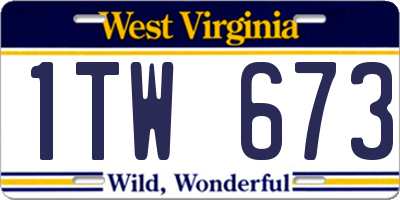 WV license plate 1TW673