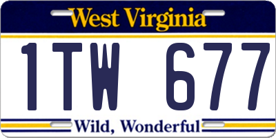 WV license plate 1TW677