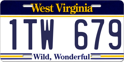 WV license plate 1TW679