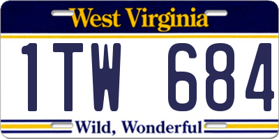 WV license plate 1TW684