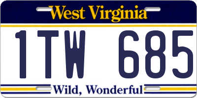 WV license plate 1TW685