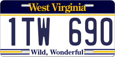 WV license plate 1TW690