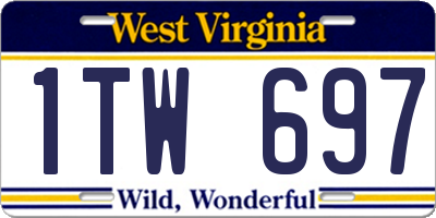 WV license plate 1TW697