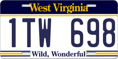 WV license plate 1TW698