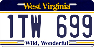 WV license plate 1TW699