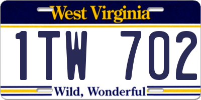 WV license plate 1TW702