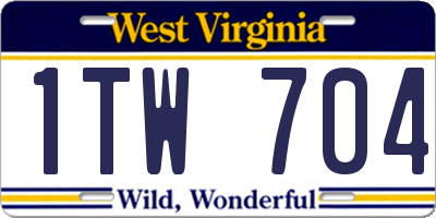 WV license plate 1TW704