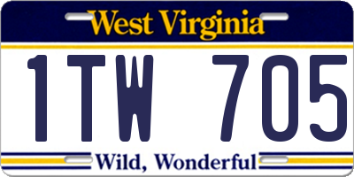 WV license plate 1TW705