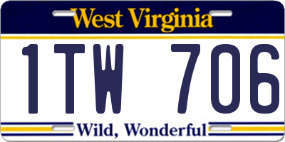 WV license plate 1TW706