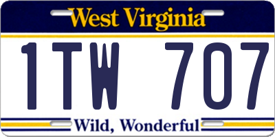 WV license plate 1TW707