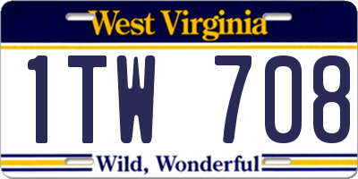 WV license plate 1TW708