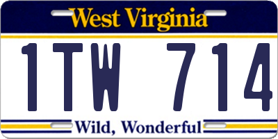 WV license plate 1TW714