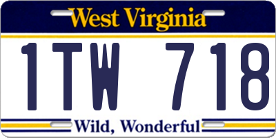 WV license plate 1TW718