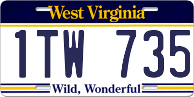 WV license plate 1TW735