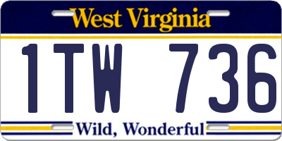WV license plate 1TW736