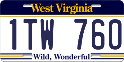 WV license plate 1TW760
