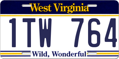 WV license plate 1TW764