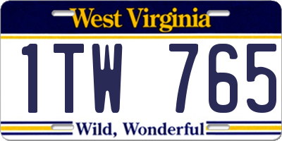 WV license plate 1TW765