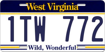 WV license plate 1TW772